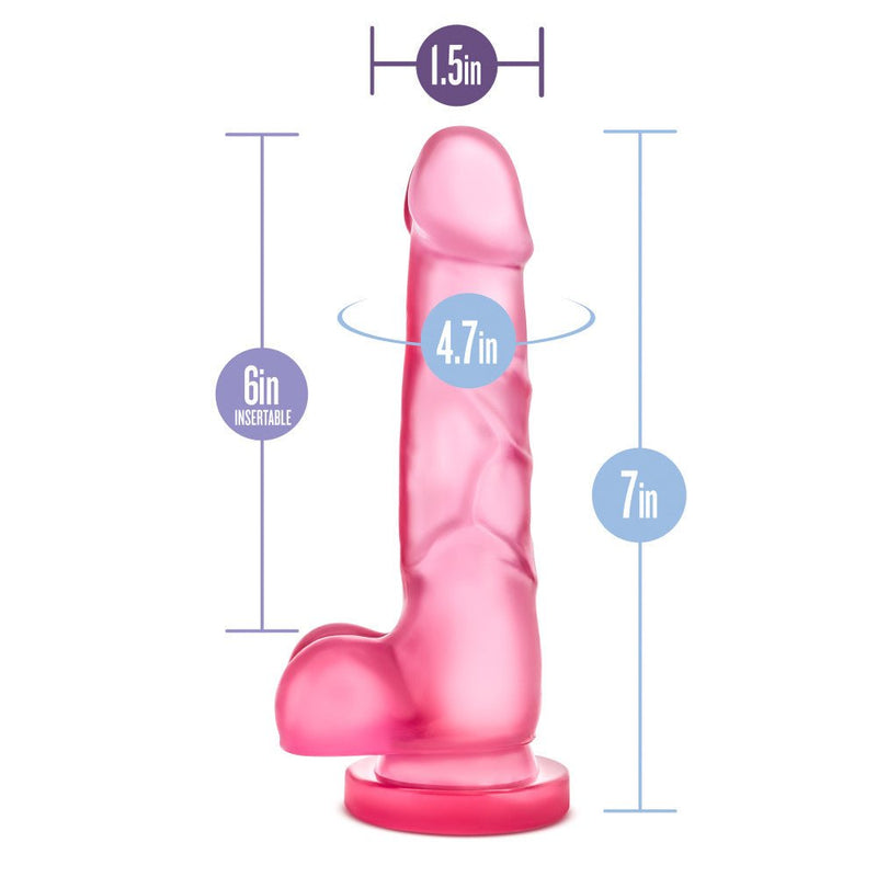 B Yours Sweet N' Hard 4 Realistic Pink 7.75-Inch Long Dildo With Balls & Suction Cup Base