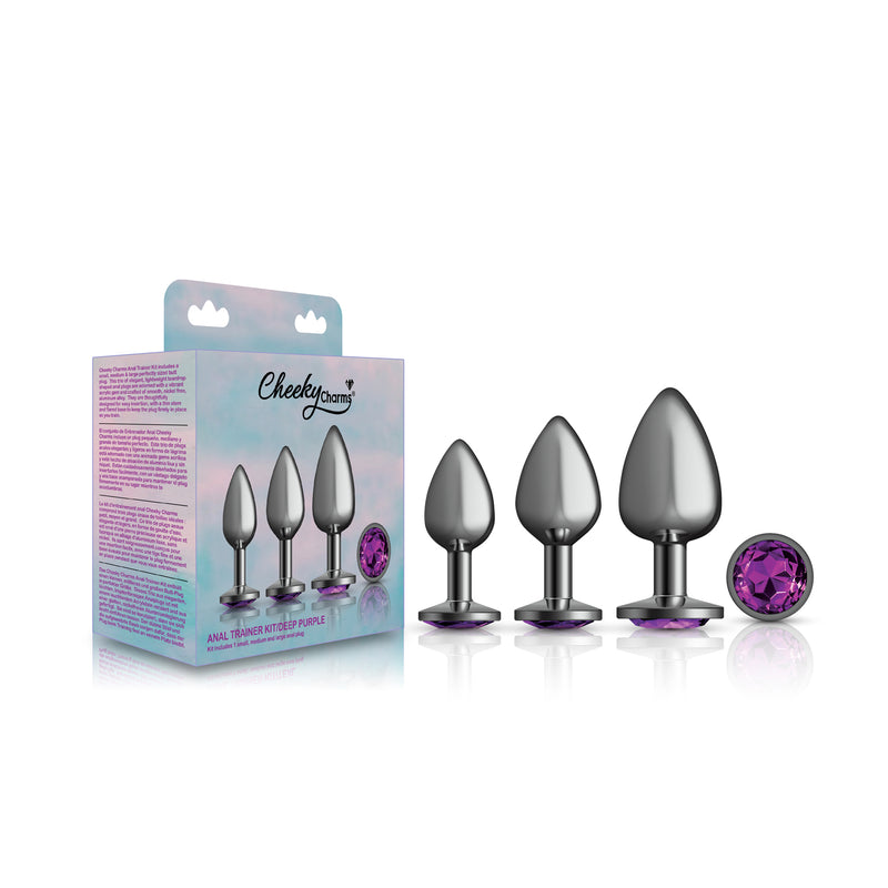 Viben Purple Round Gem Anal Trainer Kit - Gunmetal
