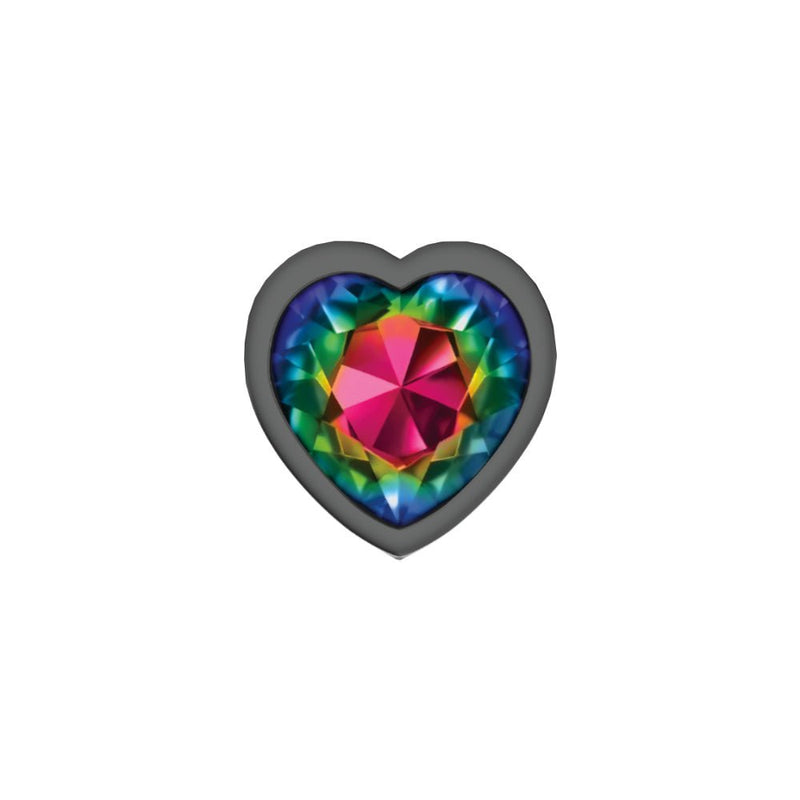 Viben Rainbow Heart Gem Gunmetal Metal Plug - Md