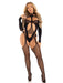 "2 Pc Fishnet Suspender Lingerie Jumpsuit and Layered Opaque Teddy O/s - Black LA-89321BLKOS"