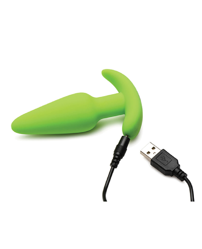 XR Brands Glow in the Dark Butt Plug With Remote - Green