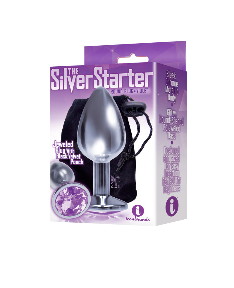 Icon Brands The 9's the Silver Starter Bejeweled Stainless Steel Plug - Violet