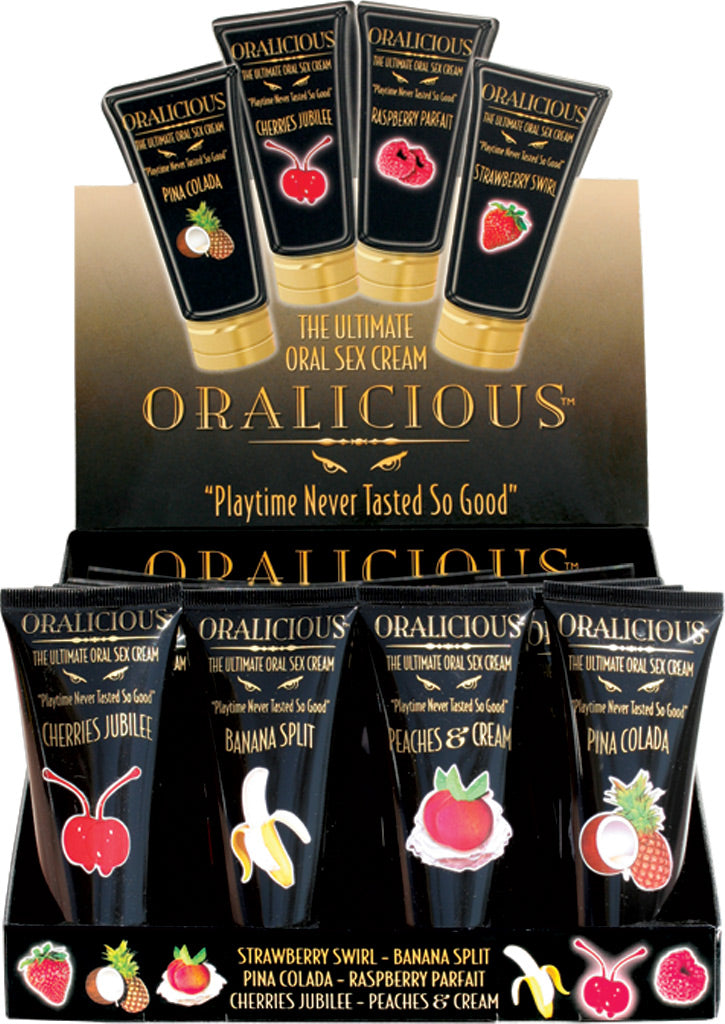 Hott Products Oralicious - 24 Piece P.O.P. Display - 2 Fl. Oz. Tubes - Assorted Flavors