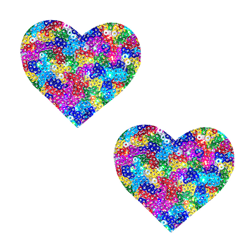 Neva Nude Unipoo Sparkle Sequin Multicolor I Heart U Nipztix Pasties