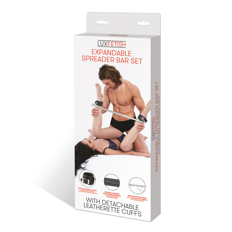 Electric Novelties Expandable Spreader Bar Set 24 Inches - 36 Inches With Detachable Leatherette Cuffs