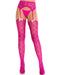 "Magenta Heart Lace Trimmed Heart Net Stockings - Net Stockings - With Garter Belt - Os LA-1601MGTAOS"