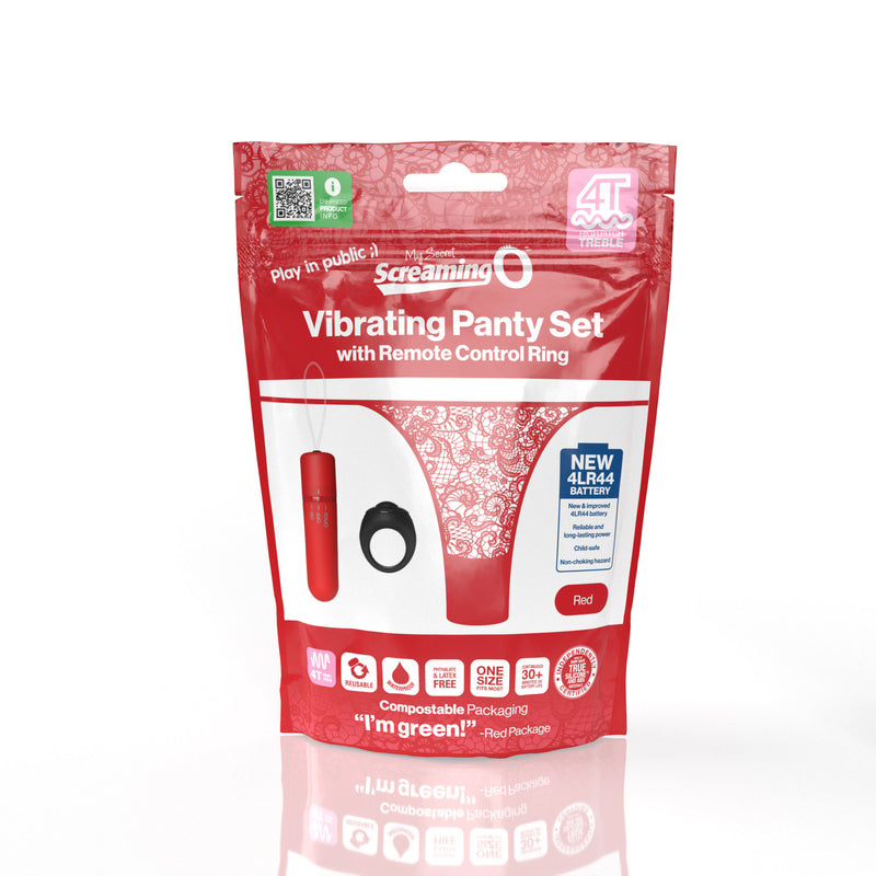 Screaming O Screaming O 4t - Vibrating Panty Set With Remote Control Ring - Red
