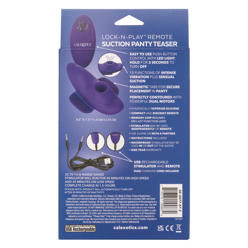 CalExotics Lock-N-Play Remote Suction Panty Teaser - Purple