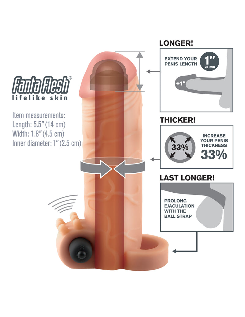 Pipedream Fantasy X-Tensions Vibrating Real Feel 1-Inch Extension - Light