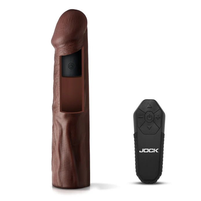 Curve Toys Jock Vibrating Penis Extension with Remote - Dark