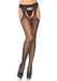 "Spandex Sheer Scalloped Suspender Hose - One Size - Black LA-1904BLK"