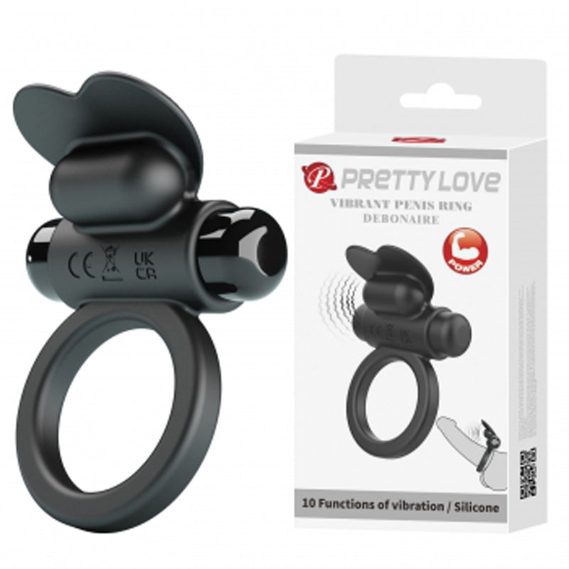 Pretty Love Vibrating Penis Ring Debonaire - Black