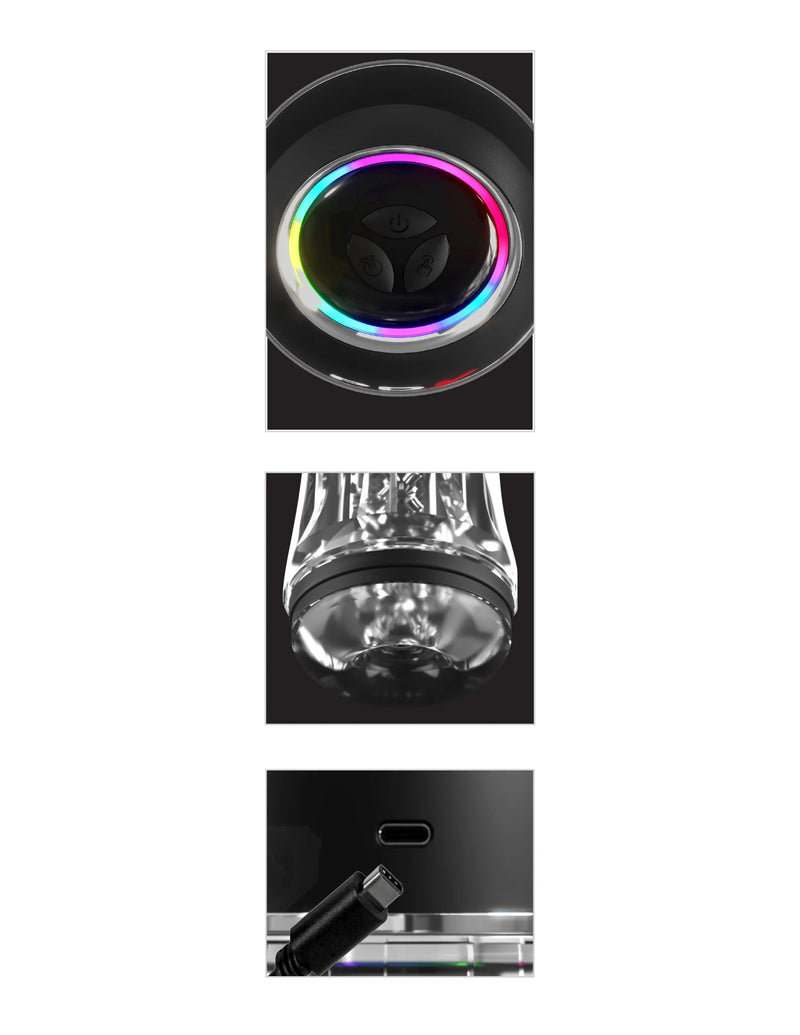 Pipedream PDX Elite Viewtube Pro - Black/Clear - Automatic Stroker Masturbator - Canister Masturbation Cup