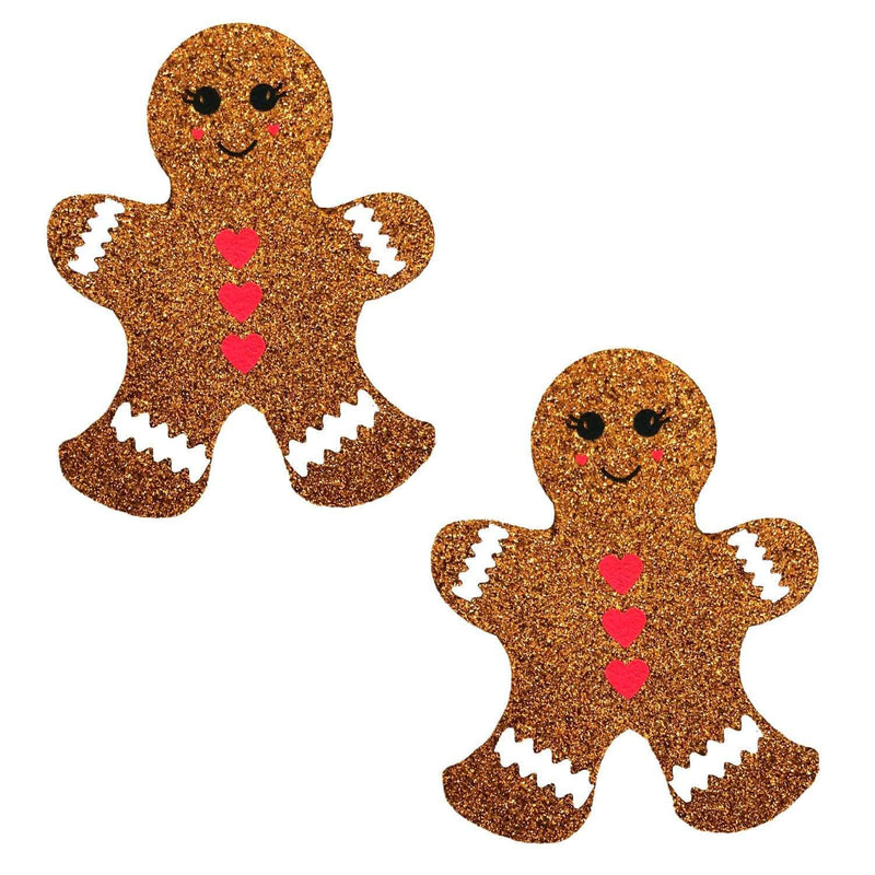 Neva Nude Glitter Gingerbread Man Nipple Cover Pasties