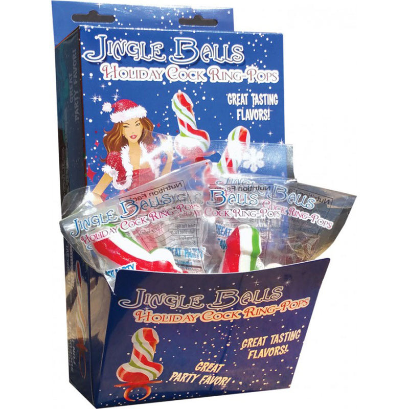 Hott Products Jingle Balls Holiday Cock Ring Pop - 12 Piece Display