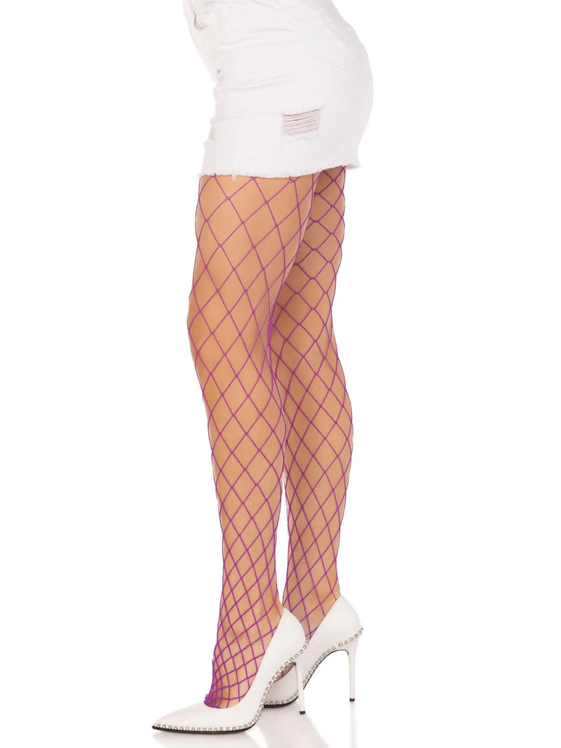 Leg Avenue Spandex Diamond Net Tights - One Size - Purple