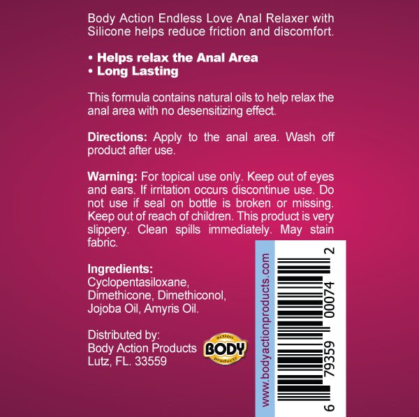 Body Action Endless Love Anal Relaxing Silicone Lubricant 1.7