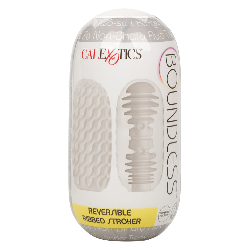 CalExotics Boundless Reversible Ribbed Stroker - Clear - Stroker Masturbator - Stroker Sleeve