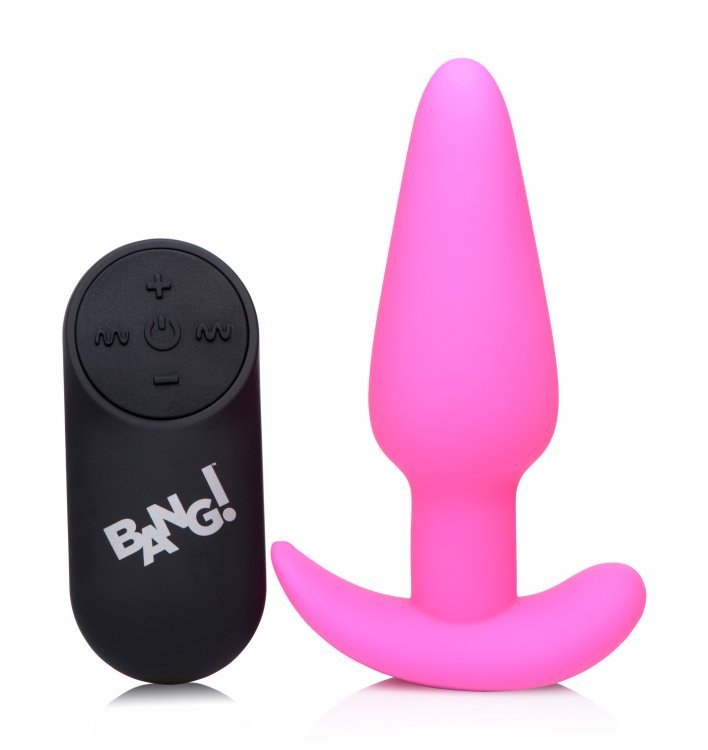 XR Brands 21x Silicone Butt Plug With Remote - Pink