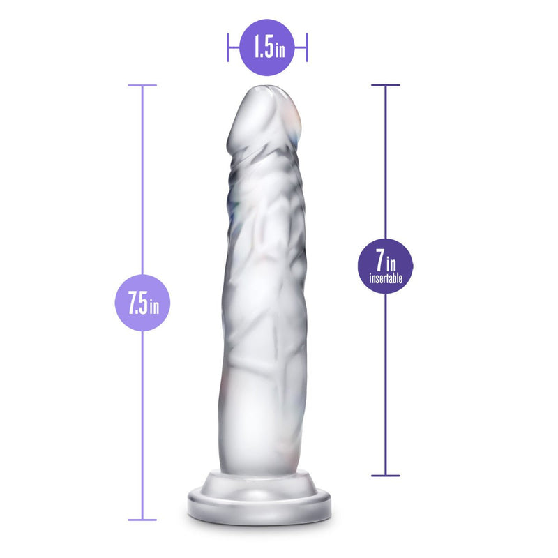 B Yours Diamond Crystal Realistic Clear 7.5-Inch Long Dildo With Suction Cup Base