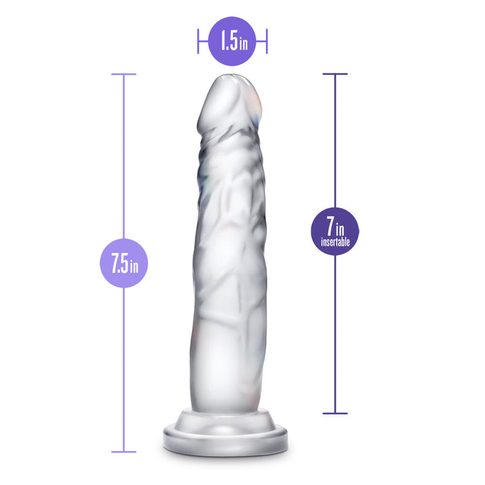 B Yours Diamond Crystal Realistic Clear 7.5-Inch Long Dildo With Suction Cup Base