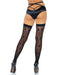 "Sheer Stockings With Rhinestone Bow Backseam - One Size - Black LA-1949BLK"
