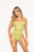 "Fishnet and Strappy Elastic Teddy - One Size - Lime STM-11617PLMOS"