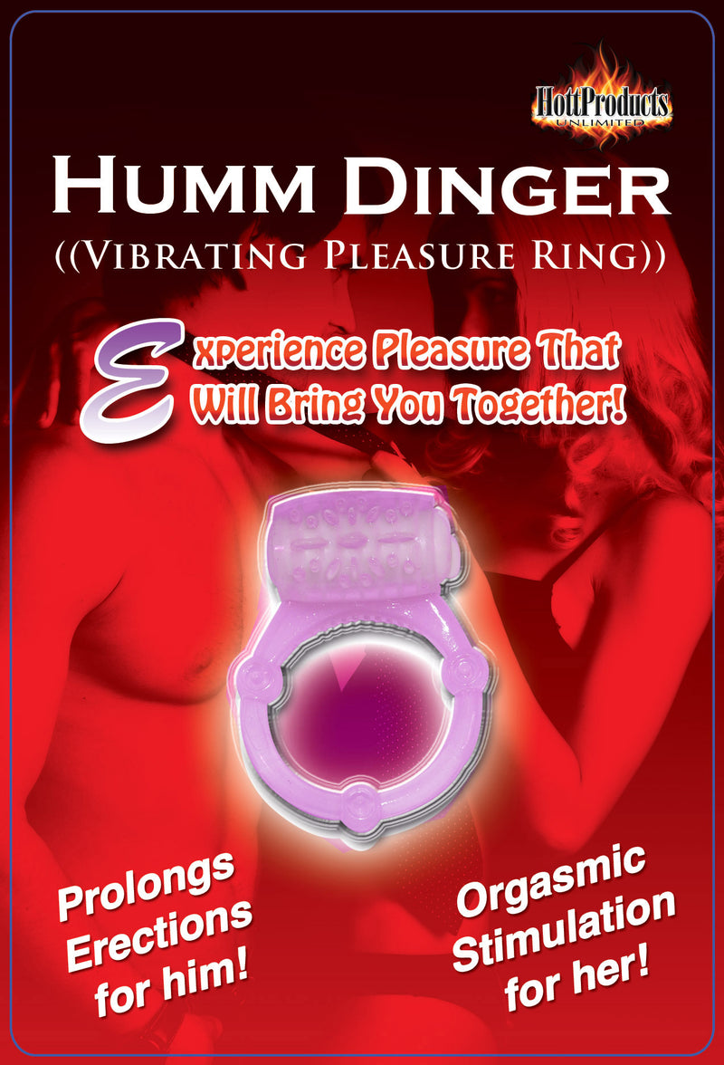 Hott Products Humm Dinger Vibrating Penis Ring Clitoral Stiimulator - Purple