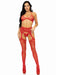 "3 Pc Rhinestone Bra Top, G-String, and Garter Belt Stockings - One Size - Red LA-81656REDOS"