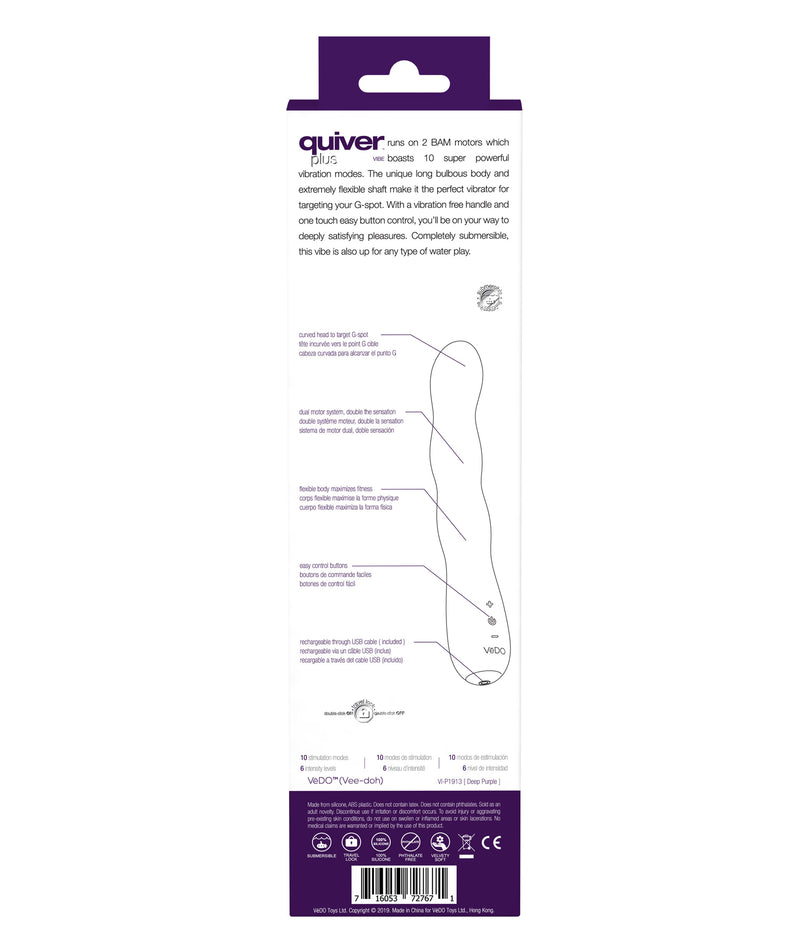 VeDO Quiver Plus Rechargeable Vibe - Purple