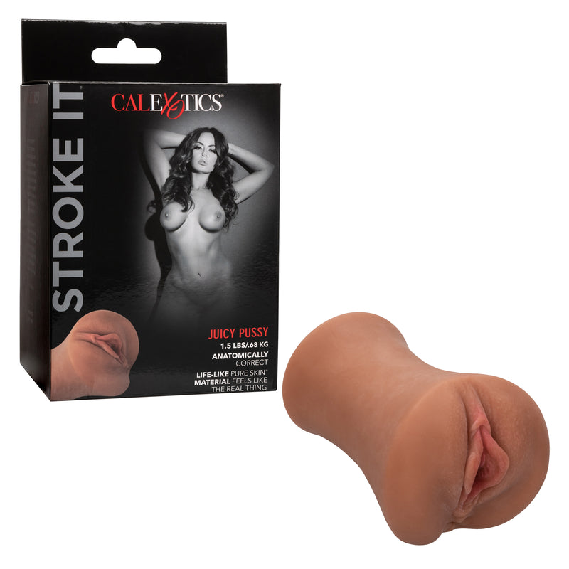 CalExotics Stroke It Juicy Pussy - Brown - Stroker Masturbator - Realistic Pocket Pussy