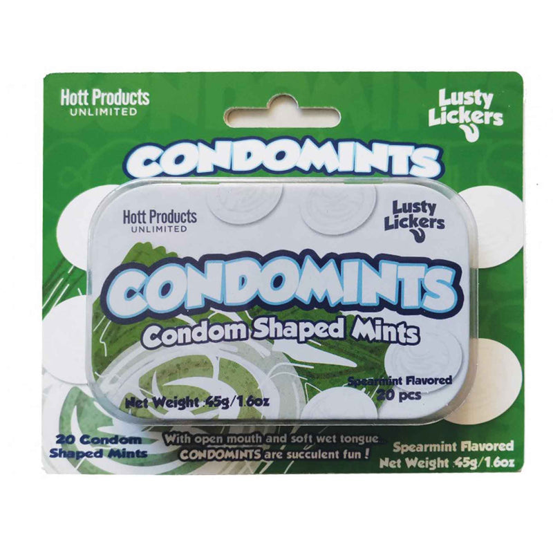 Hott Products Condomints Spearmints Flavor Condoms Shaped Mints Display