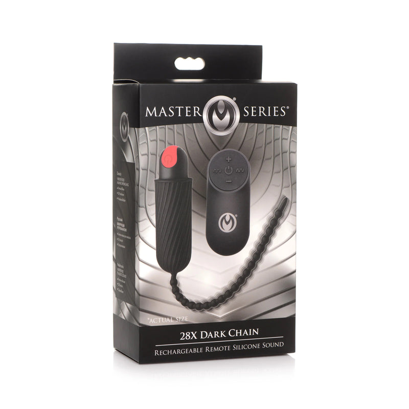 XR Brands 28x Dark Chain Rechargeable Remote Silicone Sound - Black