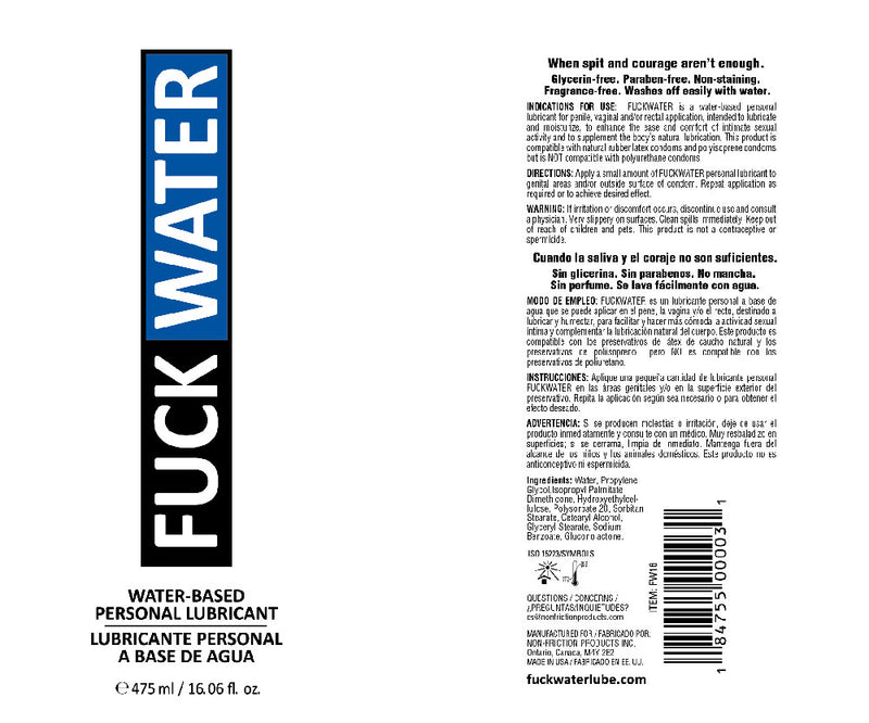 Fuck Water Fuck Water Water-Based Lubricant - 16 Fl. Oz.