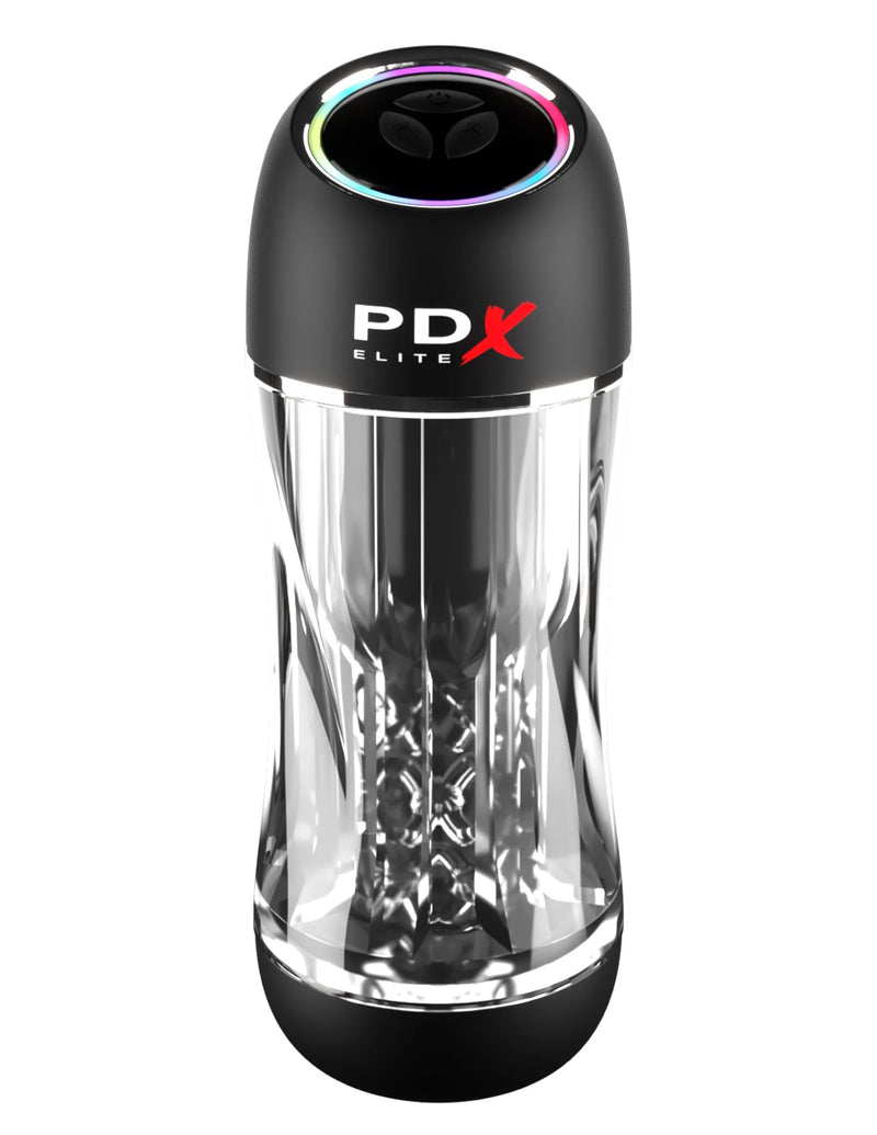 Pipedream PDX Elite Viewtube Pro - Black/Clear - Automatic Stroker Masturbator - Canister Masturbation Cup