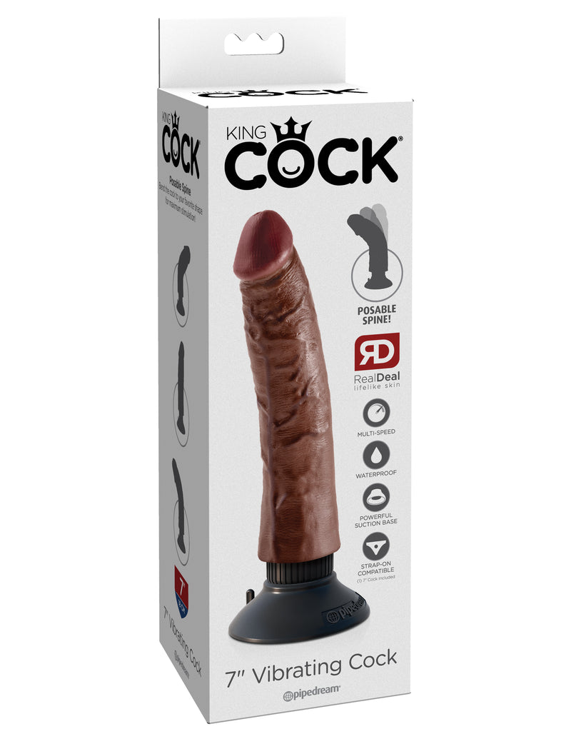 Pipedream King Cock 7-Inch Vibrating Cock - Brown