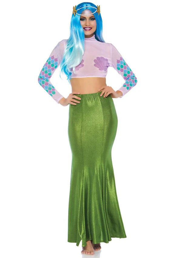 Leg Avenue Shimmer Spandex Mermaid Costume Maxi Skirt - Medium-Large - Green