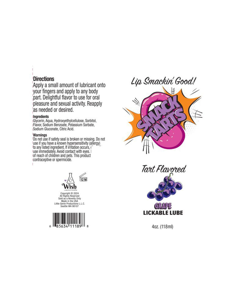 Little Genie Smack Tarts 4oz Lickable Flavored Lubricant-Grape