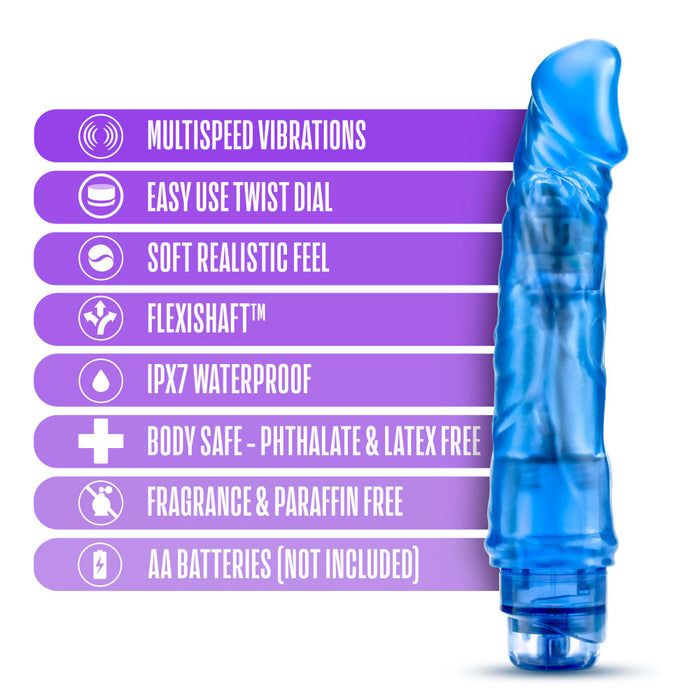B Yours Vibe 6 Realistic Blue 8.5-Inch Long Vibrating Dildo