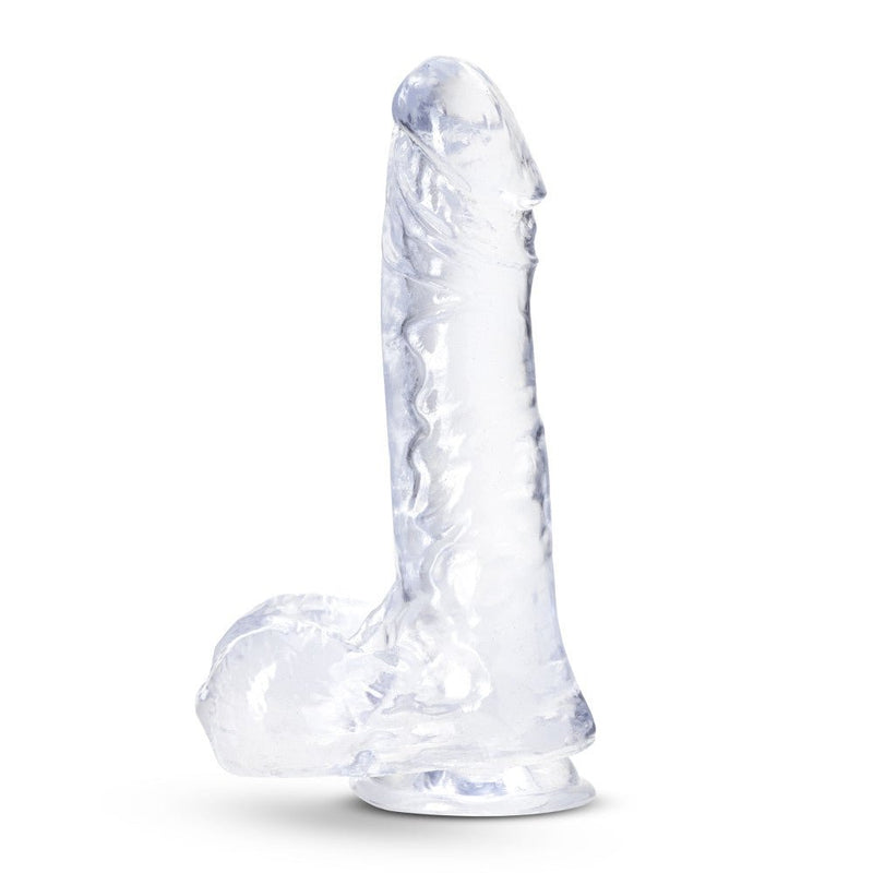 B Yours Plus Ram Jam Realistic Clear 8-Inch Long Dildo With Balls & Suction Cup Base