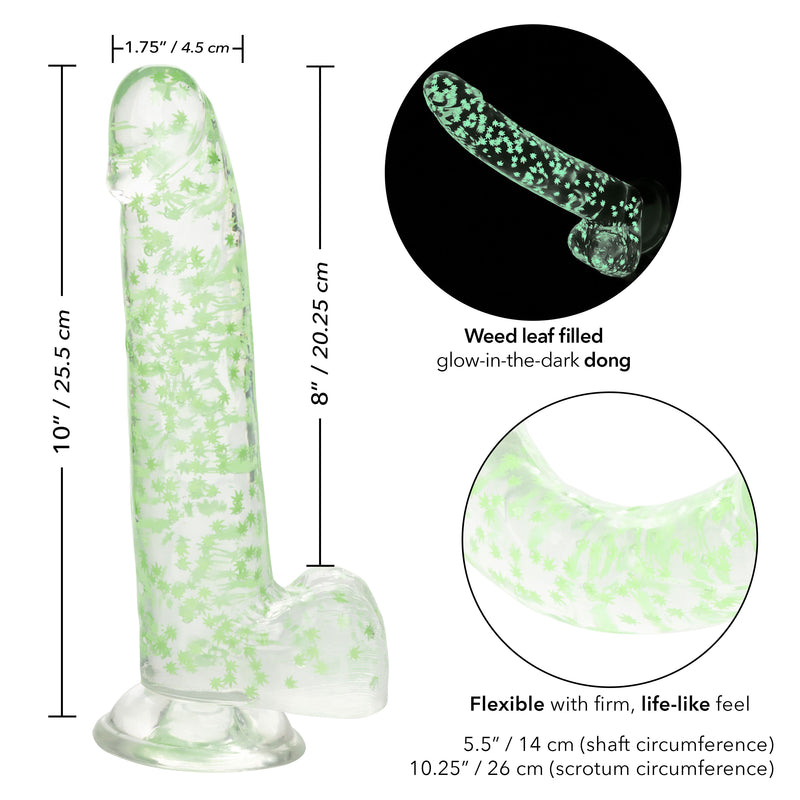 CalExotics Naughty Bits I Leaf Dick Glow-in-the-Dark Weed Leaf Dildo - Glow in the Dark