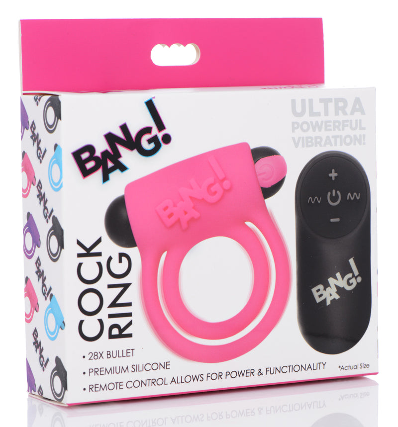 XR Brands Bang - Silicone Cock Ring and Bullet With Remote Control - Pink