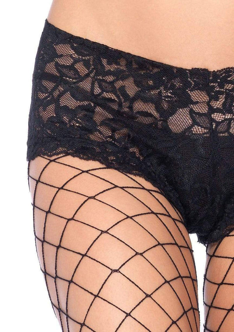 Leg Avenue Fence Net Boy Short Pantyhose - Queen Size - Black