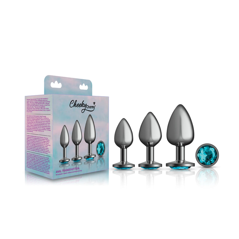 Viben Teal Round Gem Anal Trainer Kit - Gunmetal