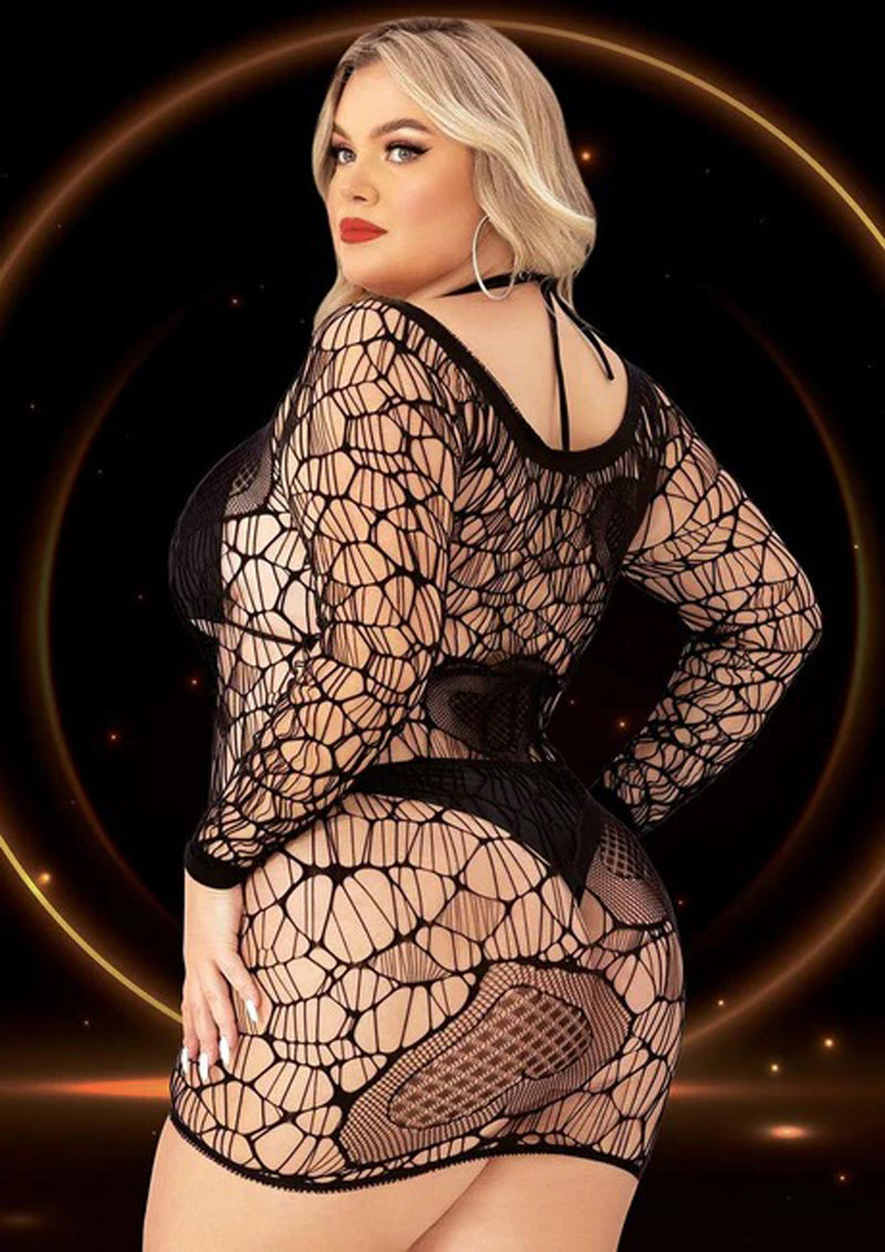 Lapdance Long Sleeve Mini Dress - Queen Size - Black