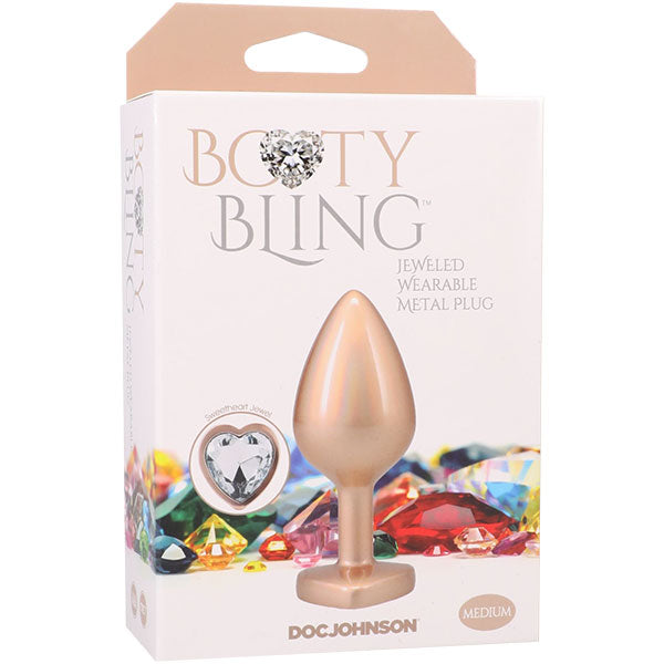 Doc Johnson Booty Bling Metal Heart Plug - Medium - Gold
