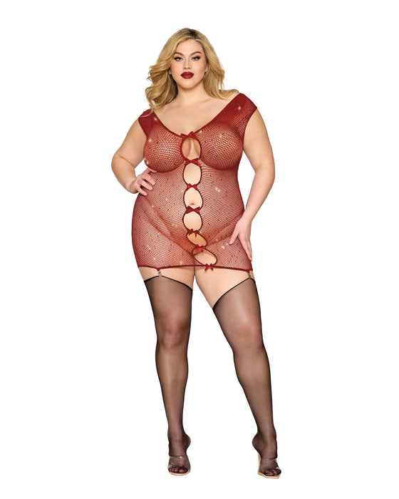"Garter Slip Dmnd - One Size Queen - Red DG-13517XOXBLOSQ"