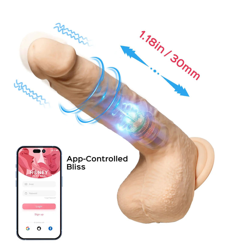 Honey Play Box Luis-App Controlled 8.5" Real Thrusting Dildo With Clit Licker