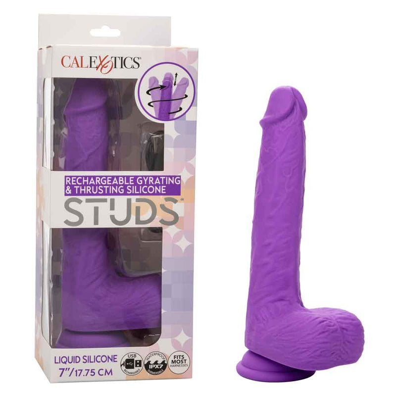 CalExotics Rechargeable Gyrating and Thrusting Silicone Studs - Purple