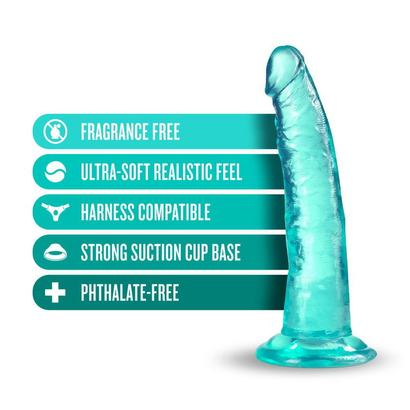 B Yours Plus Lust Thrust Realistic G-Spot Teal 7.5-Inch Long Dildo With Suction Cup Base